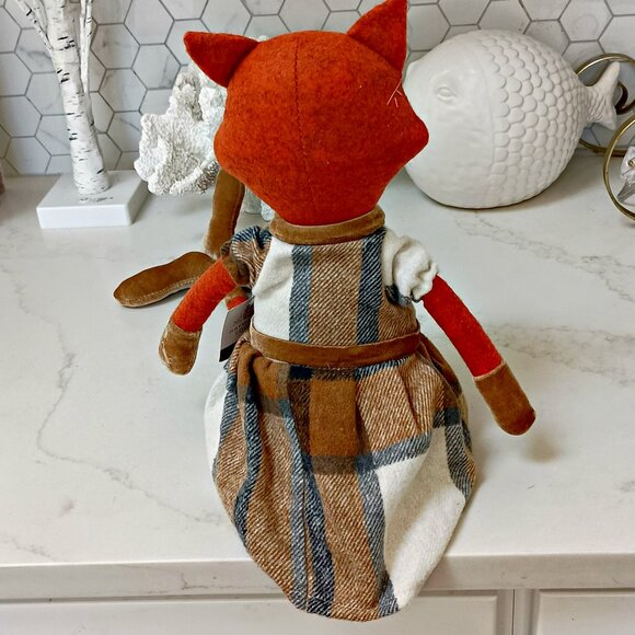 NEW! BOHO Farmhouse WOOL Fox FLANNEL DRESS DOLL - Picture 7 of 7